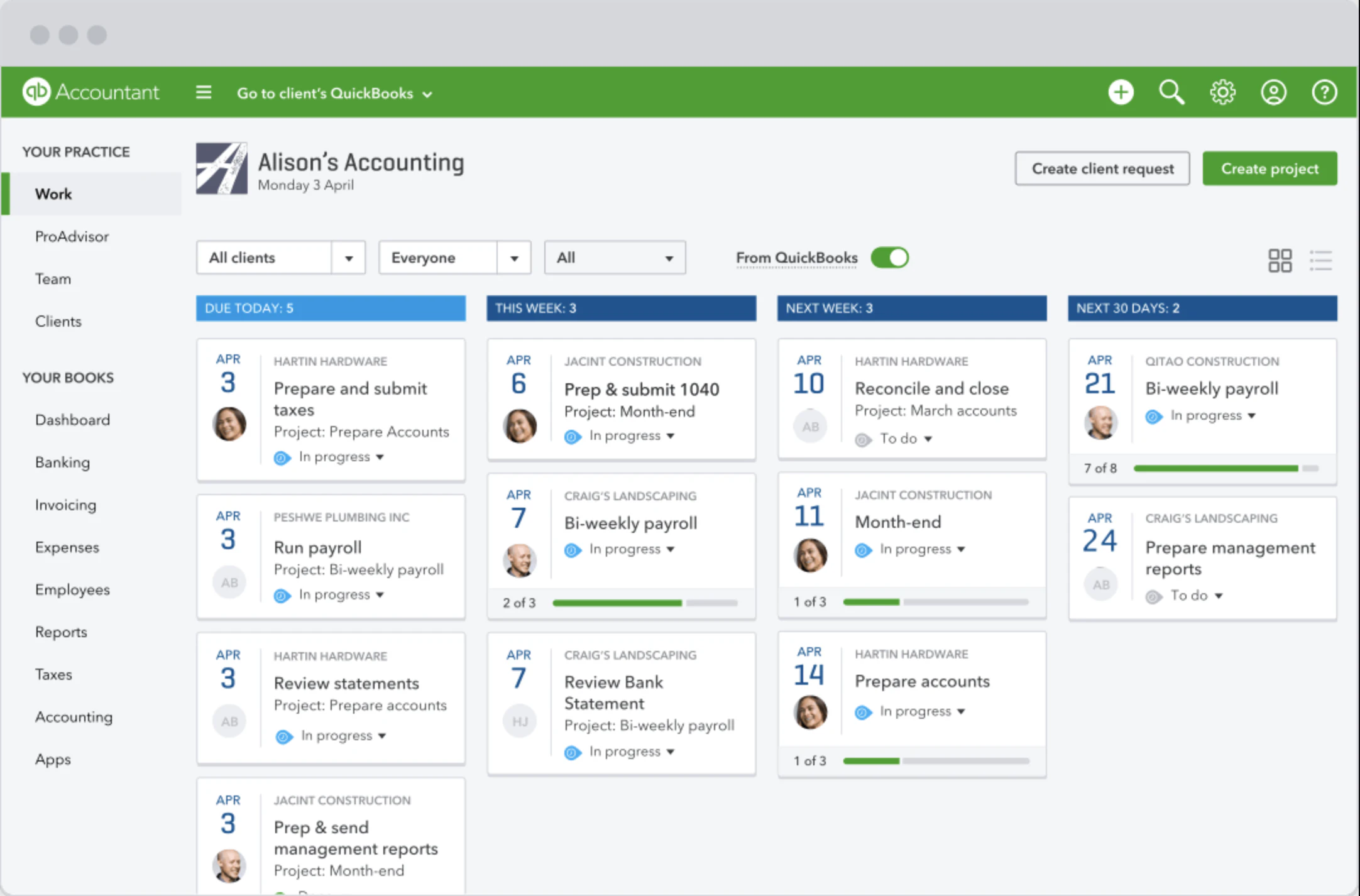 screenshot of QuickBooks Online Accountant